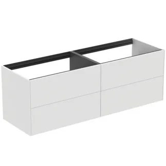 IDEAL STANDARD CONCA - toaletní skříňka 1585x505x540 mm v bílém matném laku, 4 zásuvky - bez úchytky, plný výsuv, otevírání push-to-open, SoftClosing, předem smontovaná, dřevo z udržitelných zdrojů #T3990Y1 - Bílý matný