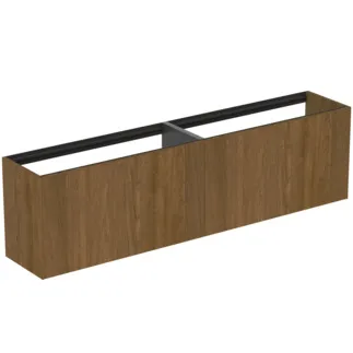 IDEAL STANDARD CONCA - toaletní skříňka 1985x373x540 mm v dekoru tmavý ořech, 4 zásuvky - bez úchytky, plný výsuv, otevírání push-to-open, SoftClosing, předmontováno, dřevo z udržitelných zdrojů, dýha z pravého dřeva #T3999Y5 - tmavý ořech