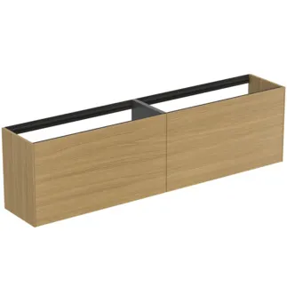IDEAL STANDARD CONCA - toaletní stolek 1985x373x540 mm ve světlé dubové dýze, 4 zásuvky - bez úchytek, s plným výsuvem, s otevíráním Push-to-open, SoftClosing, předem smontovaný, dřevo z udržitelných zdrojů, pravá dřevěná dýha #T3999Y6 - světlý dub