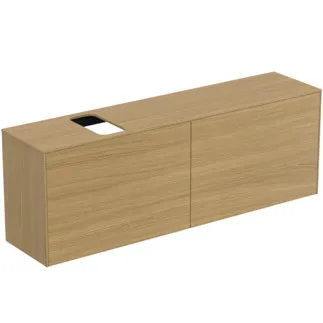 IDEAL STANDARD CONCA - toaletní stolek 1587x373x550 mm ve světlé dubové dýze, 4 zásuvky - bez úchytek, s plným výsuvem, s otevíráním Push-to-open, SoftClosing, předem smontovaný, dřevo z udržitelných zdrojů, pravá dřevěná dýha #T3995Y6 - světlý dub