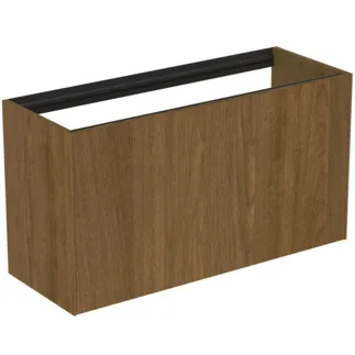 IDEAL STANDARD CONCA - toaletní stolek 1000x373x540 mm v dekoru tmavý ořech, 2 zásuvky - bez úchytky, plný výsuv, otevírání push-to-open, SoftClosing, předmontováno, dřevo z udržitelných zdrojů, dýha z pravého dřeva #T3997Y5 - tmavý ořech