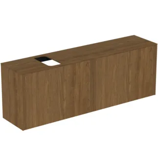 IDEAL STANDARD CONCA - toaletní skříňka 1587x373x550 mm v dekoru tmavý ořech, 4 zásuvky - bez úchytky, plný výsuv, otevírání push-to-open, SoftClosing, předmontováno, dřevo z udržitelných zdrojů, dýha z pravého dřeva #T3995Y5 - tmavý ořech