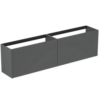 IDEAL STANDARD CONCA - toaletní skříňka 1985x373x540 mm, antracitově matný lak, 4 zásuvky - bez úchytky, s plným výsuvem, otevírání push-to-open, SoftClosing, předem smontované, dřevo z udržitelných zdrojů #T3999Y2 - Antracitově matný