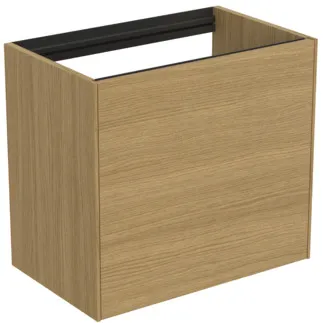 IDEAL STANDARD CONCA - Toaletní stolek 600x373x540 mm ve světlé dubové dýze, 2 zásuvky - bez úchytky, plný výsuv, otevírání push-to-open, SoftClosing, prostorově úsporný, předem smontovaný, dřevo z udržitelných zdrojů, dýha z pravého dřeva #T3991Y6 - světlý dub