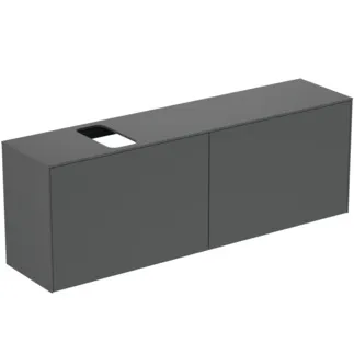 IDEAL STANDARD CONCA - toaletní skříňka 1587x373x550 mm, antracitově matný lak, 4 zásuvky - bez úchytky, plný výsuv, otevírání push-to-open, SoftClosing, předem smontovaná, dřevo z udržitelných zdrojů #T3995Y2 - antracitově matný