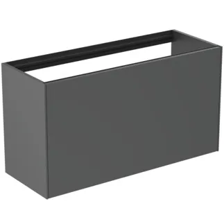 IDEAL STANDARD CONCA - toaletní skříňka 1000x373x540 mm, antracitově matný lak, 2 zásuvky - bez úchytky, plný výsuv, otevírání push-to-open, SoftClosing, předmontováno, dřevo z udržitelných zdrojů #T3997Y2 - Antracitově matný