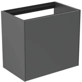 IDEAL STANDARD CONCA - toaletní stolek 600x373x540 mm, antracitově matný lak, 2 zásuvky - bez úchytky, plný výsuv, otevírání push-to-open, SoftClosing, prostorově úsporný, předem smontovaný, dřevo z udržitelných zdrojů #T3991Y2 - antracitově matný