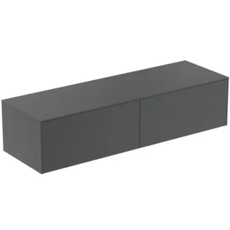 IDEAL STANDARD CONCA - toaletní skříňka 1587x505x370 mm, antracitově matný lak, 2 zásuvky - bez úchytky, plný výsuv, otevírání push-to-open, SoftClosing, předem smontovaná, dřevo z udržitelných zdrojů #T4315Y2 - antracitově matný