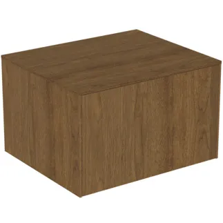 IDEAL STANDARD CONCA - toaletní stolek 602x505x370 mm v dekoru tmavý ořech, 1 zásuvka - bez úchytky, plnovýsuv, otevírání push-to-open, soft-close, předmontováno, dřevo z udržitelných zdrojů, dýha z pravého dřeva #T4311Y5 - tmavý ořech