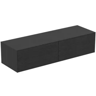 IDEAL STANDARD CONCA - Toaletní stolek 1587x505x370 mm v dubové dýze s fládrováním, 2 zásuvky - bez úchytky, plný výsuv, otevírání push-to-open, SoftClosing, předmontované, dřevo z udržitelných zdrojů, pravá dřevěná dýha #T4315Y4 - dub fládrovaný