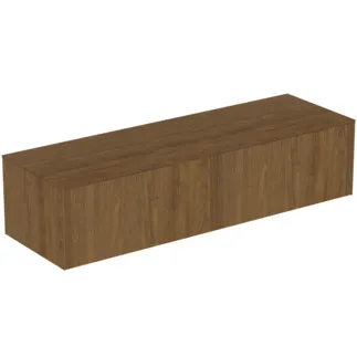 IDEAL STANDARD CONCA - toaletní stolek 1587x505x370 mm v dekoru tmavý ořech, 2 zásuvky - bez úchytky, plný výsuv, otevírání push-to-open, SoftClosing, předmontováno, dřevo z udržitelných zdrojů, pravá dřevěná dýha #T4315Y5 - tmavý ořech
