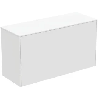 IDEAL STANDARD CONCA - toaletní skříňka 1002x373x550 mm v bílém matném laku, 2 zásuvky - bez úchytky, plný výsuv, otevírání push-to-open, SoftClosing, předem smontovaná, dřevo z udržitelných zdrojů #T4319Y1 - Bílá matná