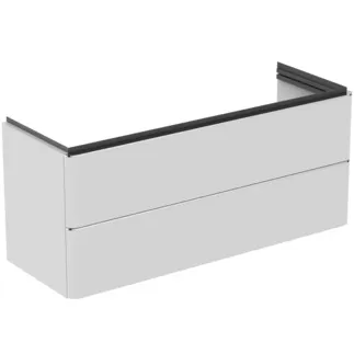IDEAL STANDARD ADAPTO - Toaletní stolek 1170x417x490 mm v bílé barvě, 2 zásuvky - Push-to-open, SoftClosing, Předmontováno, Dřevo z udržitelných zdrojů #T4303WG - Bílý lak s vysokým leskem