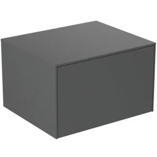 IDEAL STANDARD CONCA - toaletní skříňka 602x505x370 mm, antracitově matný lak, 1 zásuvka - bez úchytky, plný výsuv, otevírání push-to-open, SoftClosing, předem smontovaná, dřevo z udržitelných zdrojů #T4311Y2 - Antracitově matný