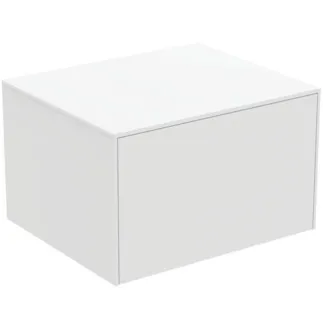 IDEAL STANDARD CONCA - toaletní skříňka 602x505x370 mm v bílém matném laku, 1 zásuvka - bez úchytky, s plným výsuvem, otevírání push-to-open, SoftClosing, předem smontovaná, dřevo z udržitelných zdrojů #T4311Y1 - Bílá matná