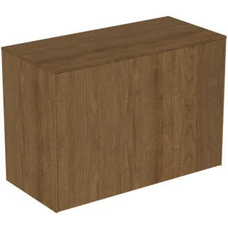 IDEAL STANDARD CONCA - toaletní skříňka 802x373x550 mm v dekoru tmavý ořech, 2 zásuvky - bez úchytky, plný výsuv, otevírání push-to-open, SoftClosing, předmontováno, dřevo z udržitelných zdrojů, dýha z pravého dřeva #T4318Y5 - tmavý ořech