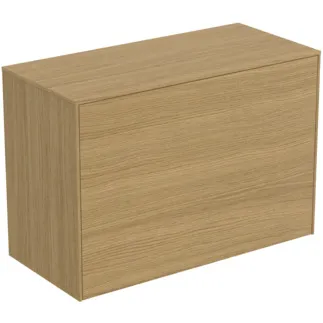 IDEAL STANDARD CONCA - toaletní stolek 802x373x550 mm ve světlé dubové dýze, 2 zásuvky - bez úchytek, s plným výsuvem, s otevíráním Push-to-open, SoftClosing, předem smontovaný, dřevo z udržitelných zdrojů, pravá dřevěná dýha #T4318Y6 - světlý dub