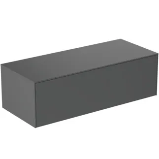 IDEAL STANDARD CONCA - toaletní skříňka 1202x505x370 mm, antracitově matný lak, 1 zásuvka - bez úchytky, plný výsuv, otevírání push-to-open, SoftClosing, předmontovaná, dřevo z udržitelných zdrojů #T4314Y2 - Antracitově matný