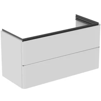 IDEAL STANDARD ADAPTO / STRADA II - Toaletní stolek 970x417x490 mm v bílé barvě, 2 zásuvky - Push-to-open, SoftClosing, Předmontováno, Dřevo z trvale udržitelných zdrojů #T4302WG - Bílý lak s vysokým leskem