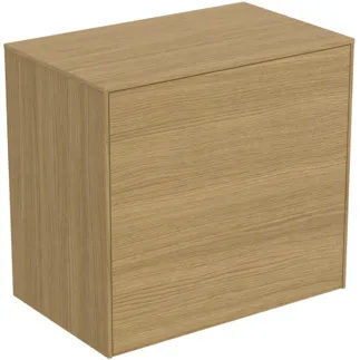IDEAL STANDARD CONCA - Toaletní stolek 602x373x550 mm ve světlé dubové dýze, 2 zásuvky - Bez úchytek, Plně výsuvný pojezd, Push-to-open, SoftClosing, Úspora místa, Předmontováno, Dřevo z udržitelných zdrojů, Pravá dřevěná dýha #T4317Y6 - světlý dub