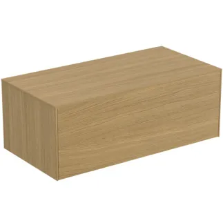 IDEAL STANDARD CONCA - Toaletní stolek 1002x505x370 mm ve světlé dubové dýze, 1 zásuvka - bez úchytky, s plným výsuvem, otevírání push-to-open, soft-close, předem smontovaný, dřevo z udržitelných zdrojů, dýha z pravého dřeva #T4313Y6 - světlý dub