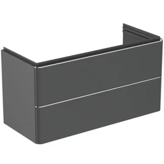 IDEAL STANDARD ADAPTO / STRADA II - Toaletní stolek 970x417x490 mm v antracitově matném laku, 2 zásuvky - Push-to-open, SoftClosing, Předmontováno, Dřevo z udržitelných zdrojů #T4302Y2 - Antracitově matný
