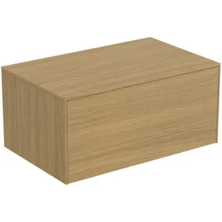 IDEAL STANDARD CONCA - toaletní stolek 802x505x370 mm ve světlé dubové dýze, 1 zásuvka - bez úchytky, s plným výsuvem, s otevíráním Push-to-open, SoftClosing, předem smontovaný, dřevo z udržitelných zdrojů, pravá dřevěná dýha #T4312Y6 - světlý dub