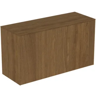 IDEAL STANDARD CONCA - Toaletní stolek 1002x373x550 mm v dekoru tmavý ořech, 2 zásuvky - bez úchytky, s plným výsuvem, otevírání push-to-open, soft-close, předem smontovaný, dřevo z udržitelných zdrojů, dýha z pravého dřeva #T4319Y5 - tmavý ořech