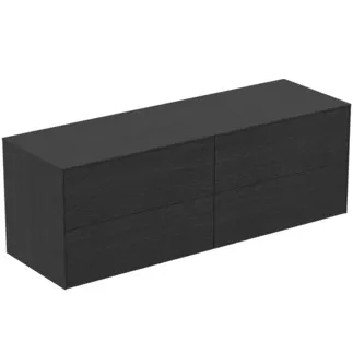 IDEAL STANDARD CONCA - Toaletní stolek 1587x505x550 mm, dubová dýha s fládrováním, 4 zásuvky - bez úchytky, plný výsuv, otevírání push-to-open, SoftClosing, předmontováno, dřevo z udržitelných zdrojů, pravá dřevěná dýha #T4325Y4 - dub s fládrováním