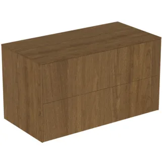 IDEAL STANDARD CONCA - toaletní stolek 1002x505x550 mm v dekoru tmavý ořech, 2 zásuvky - bez úchytky, plný výsuv, otevírání push-to-open, SoftClosing, předmontováno, dřevo z udržitelných zdrojů, dýha z pravého dřeva #T4323Y5 - tmavý ořech