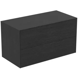 IDEAL STANDARD CONCA - Toaletní stolek 1002x505x550 mm v dubové dýze s fládrováním, 2 zásuvky - bez úchytky, plný výsuv, otevírání push-to-open, SoftClosing, předmontováno, dřevo z udržitelných zdrojů, pravá dřevěná dýha #T4323Y4 - dub fládrovaný