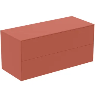 IDEAL STANDARD CONCA - Toaletní stolek 1202x505x550 mm v matném laku Sunset, 2 zásuvky - bez úchytky, plný výsuv, otevírání push-to-open, SoftClosing, předmontované, dřevo z udržitelných zdrojů #T4324Y3 - Sunset matt