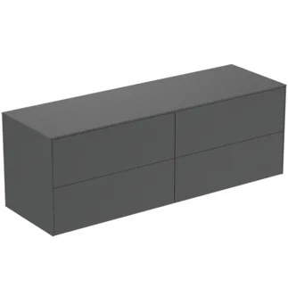 IDEAL STANDARD CONCA - toaletní skříňka 1587x505x550 mm, antracitově matný lak, 4 zásuvky - bez úchytky, plný výsuv, otevírání push-to-open, SoftClosing, předem smontovaná, dřevo z udržitelných zdrojů #T4325Y2 - antracitově matný