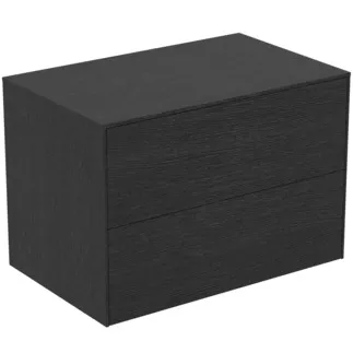 IDEAL STANDARD CONCA - Toaletní stolek 802x505x550 mm v dubové dýze s fládrováním, 2 zásuvky - bez úchytky, plný výsuv, otevírání push-to-open, SoftClosing, předmontované, dřevo z udržitelných zdrojů, pravá dřevěná dýha #T4322Y4 - dub s fládrováním