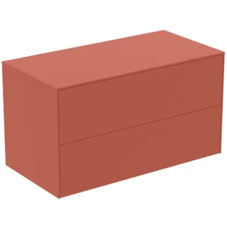 IDEAL STANDARD CONCA - Toaletní stolek 1002x505x550 mm v matném laku Sunset, 2 zásuvky - bez úchytky, plný výsuv, otevírání push-to-open, SoftClosing, předmontované, dřevo z udržitelných zdrojů #T4323Y3 - Sunset matt
