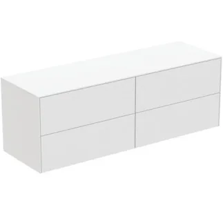 IDEAL STANDARD CONCA - toaletní skříňka 1587x505x550 mm v bílém matném laku, 4 zásuvky - bez úchytky, plný výsuv, otevírání push-to-open, SoftClosing, předem smontovaná, dřevo z udržitelných zdrojů #T4325Y1 - Bílý matný