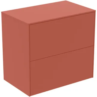 IDEAL STANDARD CONCA - Toaletní stolek 602x373x550 mm v matném laku Sunset, 2 zásuvky - bez úchytky, plný výsuv, otevírání push-to-open, SoftClosing, prostorově úsporný, předem smontovaný, dřevo z udržitelných zdrojů #T4327Y3 - Sunset matt