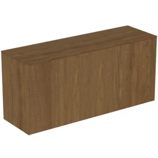 IDEAL STANDARD CONCA - toaletní skříňka 1202x373x550 mm v dekoru tmavý ořech, 2 zásuvky - bez úchytky, plný výsuv, otevírání push-to-open, SoftClosing, předmontováno, dřevo z udržitelných zdrojů, dýha z pravého dřeva #T4320Y5 - tmavý ořech