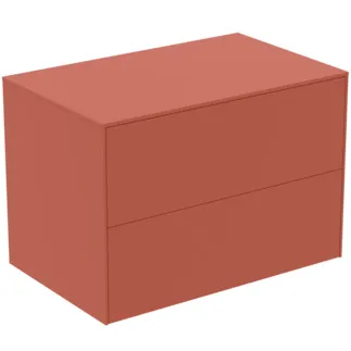IDEAL STANDARD CONCA - Toaletní stolek 802x505x550 mm v matném laku Sunset, 2 zásuvky - bez úchytky, plný výsuv, otevírání push-to-open, SoftClosing, předmontované, dřevo z udržitelných zdrojů #T4322Y3 - Sunset matt