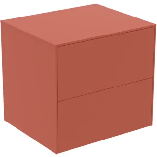 IDEAL STANDARD CONCA - Toaletní stolek 602x505x550 mm v matném laku Sunset, 2 zásuvky - bez úchytky, plný výsuv, otevírání push-to-open, SoftClosing, předmontované, dřevo z udržitelných zdrojů #T4321Y3 - Sunset matt