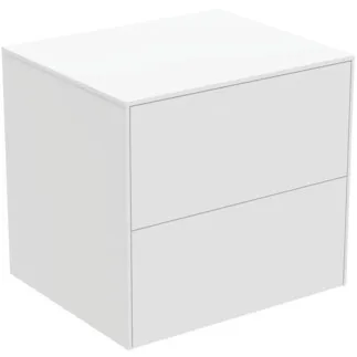 IDEAL STANDARD CONCA - toaletní skříňka 602x505x550 mm v bílém matném laku, 2 zásuvky - bez úchytky, s plným výsuvem, otevírání push-to-open, SoftClosing, předem smontovaná, dřevo z udržitelných zdrojů #T4321Y1 - Bílý matný povrch