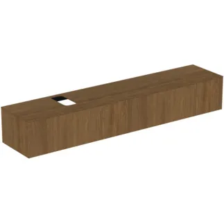 IDEAL STANDARD CONCA - toaletní skříňka 2387x505x370 mm v dekoru tmavý ořech, 2 zásuvky - bez úchytky, s plným výsuvem, otevírání push-to-open, soft-close, předem smontovaná, dřevo z udržitelných zdrojů, dýha z pravého dřeva #T4334Y5 - tmavý ořech