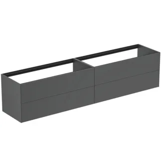 IDEAL STANDARD CONCA - toaletní skříňka 2385x505x540 mm, antracitově matný lak, 4 zásuvky - bez úchytky, s plným výsuvem, otevírání push-to-open, SoftClosing, předmontované, dřevo z udržitelných zdrojů #T4336Y2 - antracitově matný