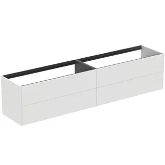 IDEAL STANDARD CONCA - toaletní skříňka 2385x505x540 mm v bílém matném laku, 4 zásuvky - bez úchytky, plný výsuv, otevírání push-to-open, SoftClosing, předem smontovaná, dřevo z udržitelných zdrojů #T4336Y1 - Bílý matný
