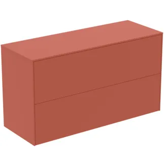 IDEAL STANDARD CONCA - Toaletní stolek 1002x373x550 mm v matném laku Sunset, 2 zásuvky - bez úchytky, plný výsuv, otevírání push-to-open, SoftClosing, předmontované, dřevo z udržitelných zdrojů #T4329Y3 - Sunset matt