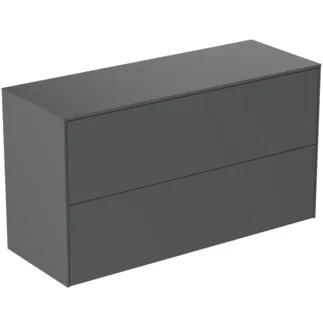 IDEAL STANDARD CONCA - toaletní skříňka 1002x373x550 mm, antracitově matný lak, 2 zásuvky - bez úchytky, plný výsuv, otevírání push-to-open, SoftClosing, předem smontovaná, dřevo z udržitelných zdrojů #T4329Y2 - antracitově matný