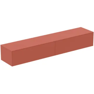 IDEAL STANDARD CONCA - Toaletní stolek 2387x505x370 mm v matném laku Sunset, 2 zásuvky - bez úchytky, plný výsuv, otevírání push-to-open, SoftClosing, předmontované, dřevo z udržitelných zdrojů #T4335Y3 - Sunset matt