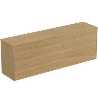 IDEAL STANDARD CONCA - toaletní stolek 1587x373x550 mm ve světlé dubové dýze, 4 zásuvky - bez úchytek, s plným výsuvem, s otevíráním Push-to-open, SoftClosing, předem smontovaný, dřevo z udržitelných zdrojů, pravá dřevěná dýha #T4331Y6 - světlý dub