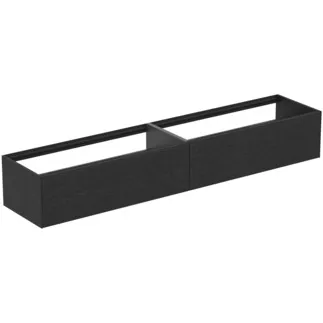 IDEAL STANDARD CONCA - Toaletní stolek 2385x505x360 mm v dubové dýze s fládrováním, 2 zásuvky - bez úchytky, plný výsuv, otevírání push-to-open, SoftClosing, předmontované, dřevo z udržitelných zdrojů, pravá dřevěná dýha #T4333Y4 - dub fládrovaný