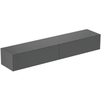 IDEAL STANDARD CONCA - toaletní skříňka 2387x505x370 mm, antracitově matný lak, 2 zásuvky - bez úchytky, plný výsuv, otevírání push-to-open, SoftClosing, předem smontovaná, dřevo z udržitelných zdrojů #T4335Y2 - antracitově matný
